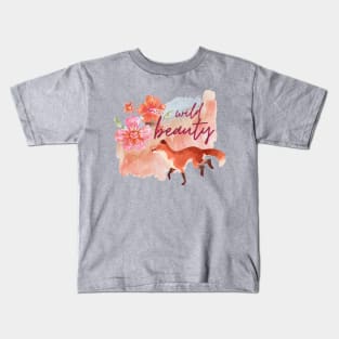 Wild Beauty Watercolour Fox and Flowers Kids T-Shirt